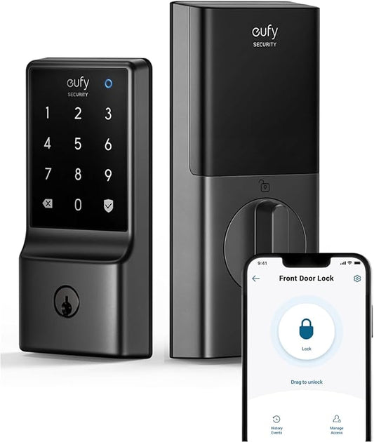 eufy Security Smart Lock C210, Keyless Entry Door Lock, Built-in WiFi Deadbolt, Smart Door Lock, No Bridge Required, Easy Installation, Touchscreen Keypad, App Remote Control, 4 AA Batteries Included