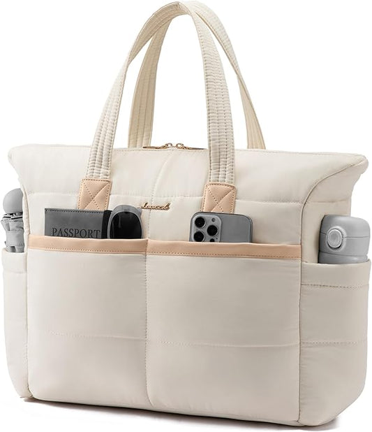 LOVEVOOK Tote Bag for Women,Light Puffer Tote Bag with Multi-pockets,Stylish Carry on Laptop Bags for Daily,Travel,Work,Gym | with Multi-pockets, Stylish, Carry on, for Daily, Travel, Work