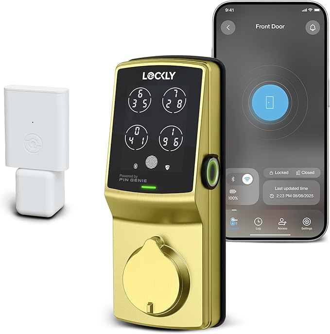 Lockly Secure Pro Wi-Fi Smart Door Lock, Keyless Entry with PIN Genie® Digital Keypad, 3D Biometric Fingerprint Sensor Front Door Lock Deadbolt, Voice Control & Auto Lock - Deadbolt Edition
