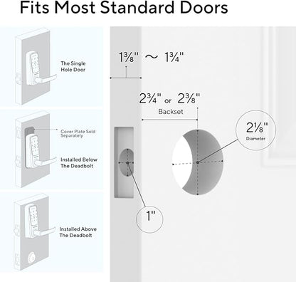 ULTRALOQ Latch 5 Built-in WiFi Smart Lock with NFC, 5-in-1 Keyless Entry Door Lock with Touch Digital Keypad, Smart Handle Lock, App Control, Black
