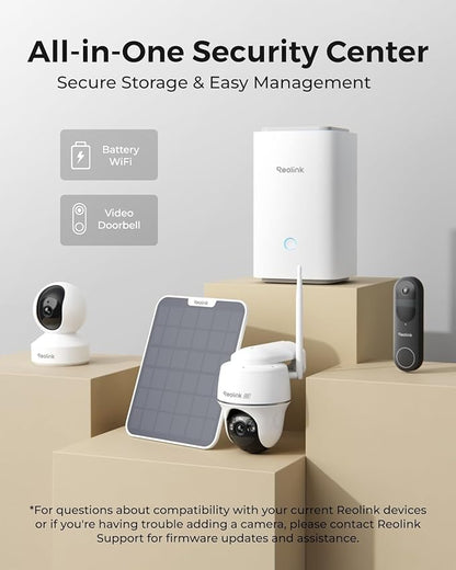 REOLINK Home Hub Centralized Control for up to 8 REOLINK Battery/WiFi Security Cameras, Encryption Privacy, 2.4/5GHz WiFi, No Monthly Fee, 64GB SD Card Installed, No Third-Party Support