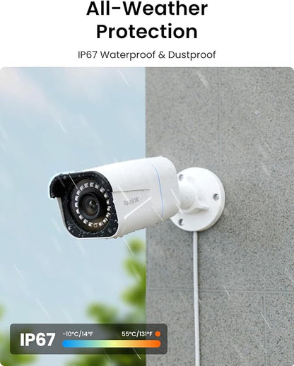 REOLINK 8CH 4K Security Camera System, 6pcs H.265 Bullet Wired PoE Cameras for Home Security Outdoors, Smart Person Vehicle Detection, 8CH NVR Recorder with 2TB HDD for 24-7 Recording, RLK8-800B6