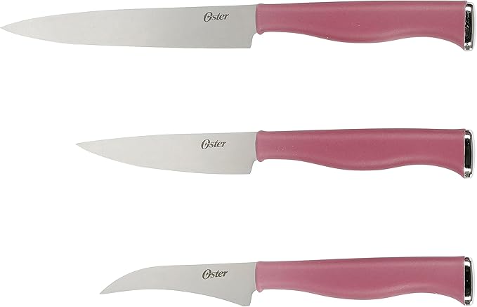 Oster Langmore 15 Piece Stainless Steel Cutlery Knife Block Set W/Black Box – Purple