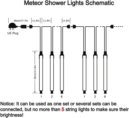 Purple Christmas Lights Outdoor Meteor Shower Lights 8 Tubes 192 LED Falling Rain Dripping Icicle Light for Xmas Christmas Decor Halloween Decorations, Halloween Light Outdoor, UL Plug
