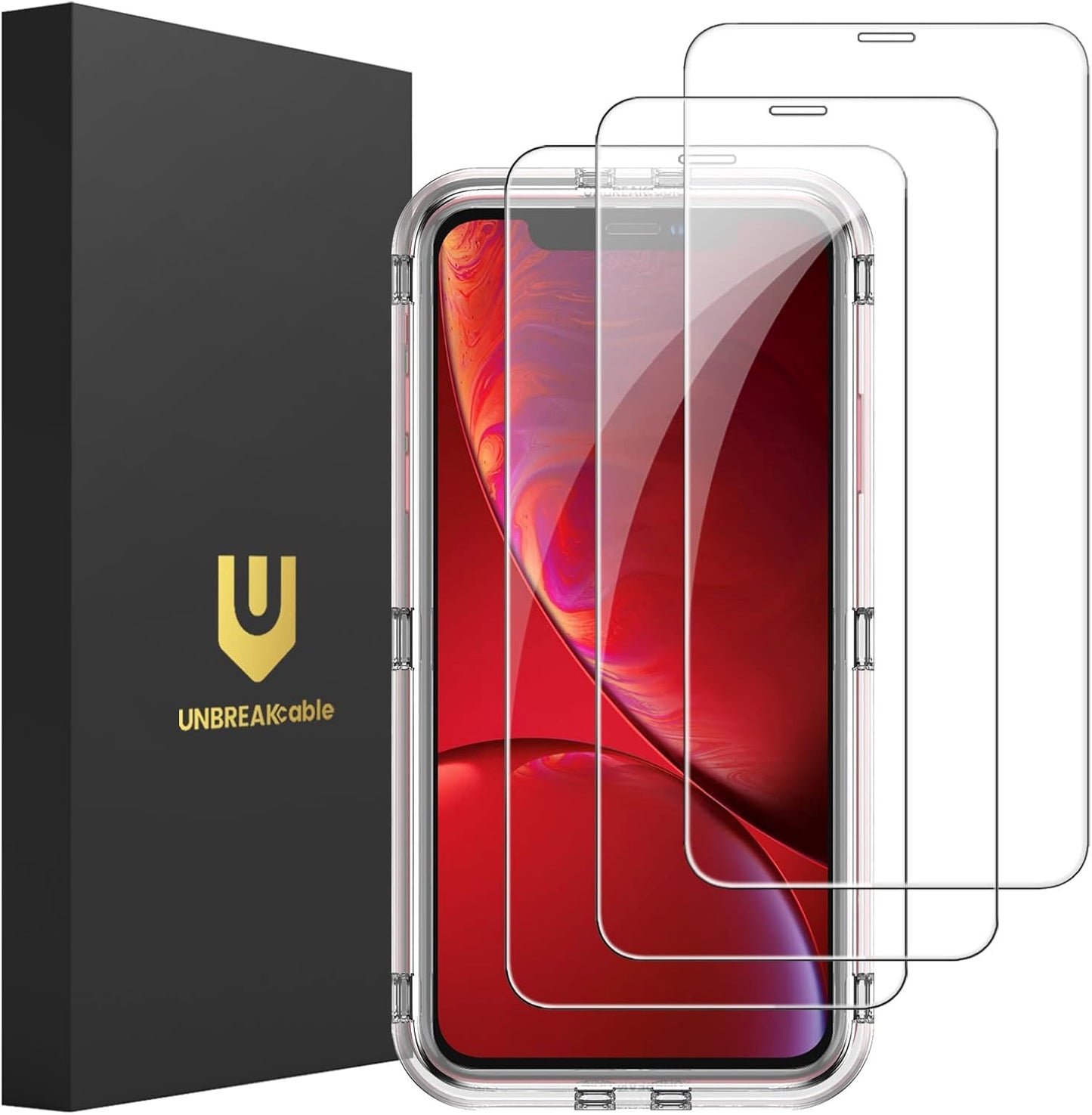 UNBREAKcable Screen Protector for iPhone XR / iPhone 11 [3-Pack], 9H Hardness Tempered Glass for iPhone XR / 11, Case Friendly, 2.5D Round Edge, Anti-Bubbles, Easy Install Tool (Not Whole Screen).