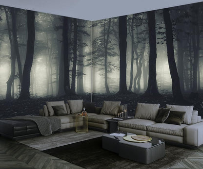 Foggy Forest Wallpaper Misty Jungle Rainforest Trees Nature Landscape Wall Mural(Not Peel n' Stick)