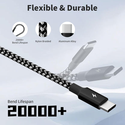USB C Splitter Multi Charging Cable, Dual Type C Charger Cord,4 in 1 Multiple Nylon Braided Cable with 4 Type-C Connectors Compatible with iPhone 15 Pro Max/Samsung Galaxy/Tablets/Google-1Pack 5FT.