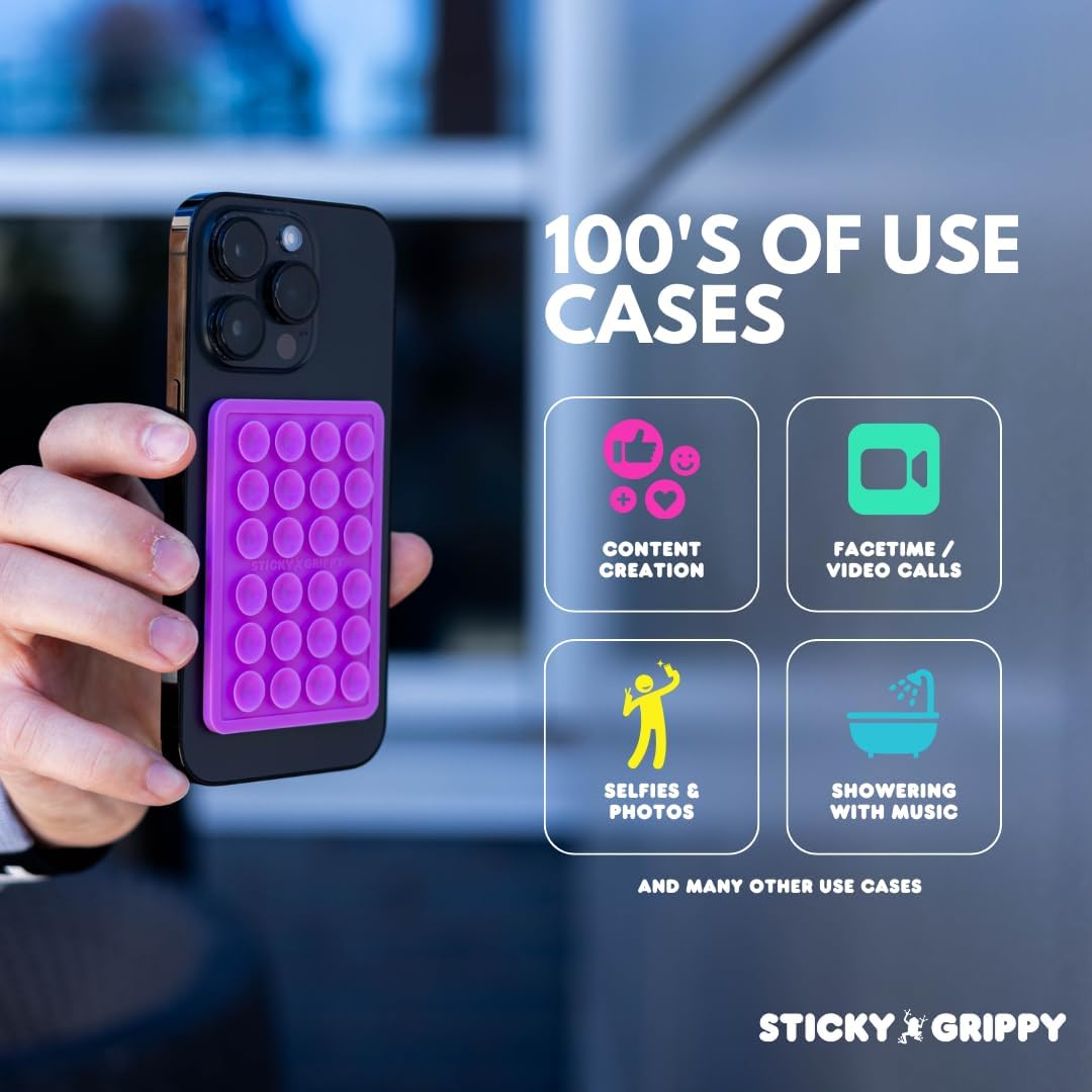 Suction Phone Case Mount, Sillicon Adhesive Phone Accessory for iPhone and Android, Hands-Free Fidget Toy Mirror Shower Phone Holder, Tiktok Videos and Selfies (Yellow)