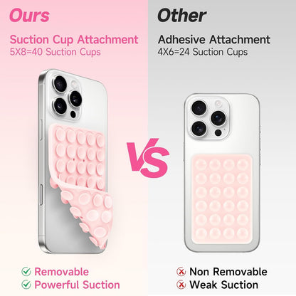 Silicone Suction Cup Phone Case Mount Double Sided, Phone Accessories Hands-Free Strong Grip Holder for Selfies and Videos, Silicon Phone Stand for iPhone and Android Green