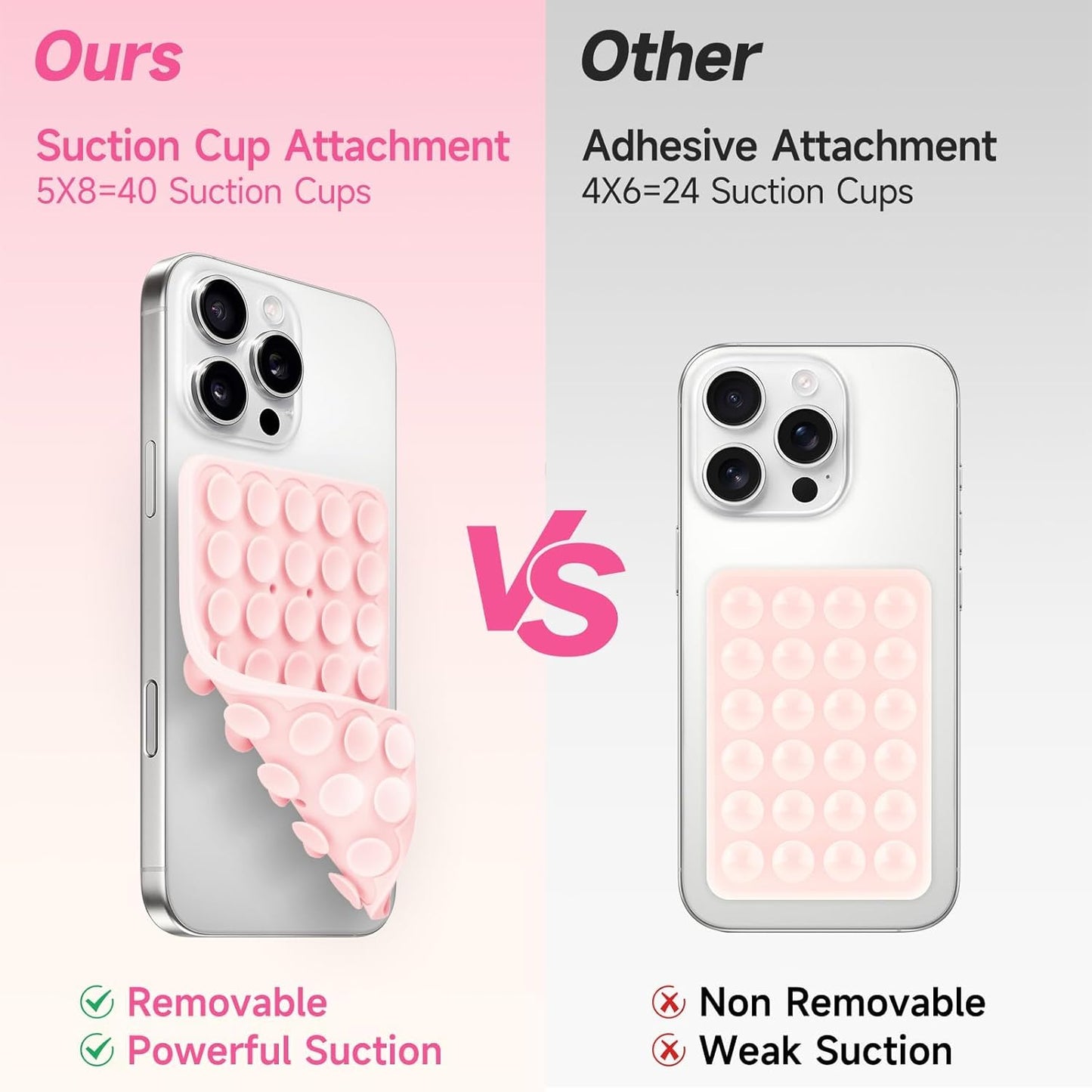 Silicone Suction Cup Phone Case Mount Double Sided, Phone Accessories Hands-Free Strong Grip Holder for Selfies and Videos, Silicon Phone Stand for iPhone and Android Purple