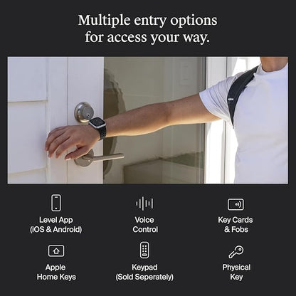 Level Lock+ WiFi Deadbolt Smart Lock - World's Smallest Smart Lock Plus Apple Home Key - Lock/Unlock Anywhere - Level App for iOS & Android - Works with Apple, Alexa, Google (Satin Nickel)
