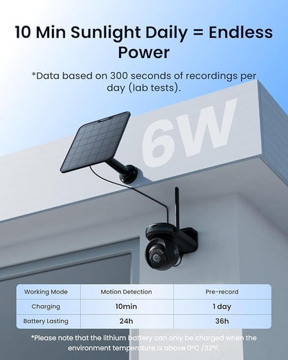 REOLINK Altas PT Ultra Black - 4K Solar Security Cameras Wireless Outdoor, 500 Days Battery Life, ColorX Night Vision, 360° Pan Tilt Auto Tracking, Dual-Band Wi-Fi 6 Cameras for Home Security