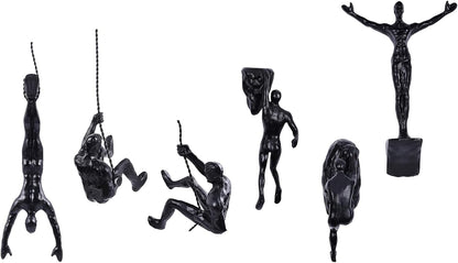 Set of 6 Climbing Men Wall Art Decor Sculpture,Nordic Modern Simplicity Decorative Wall Art, Climbing Man Sculptures,Home & Office Climber Gifts