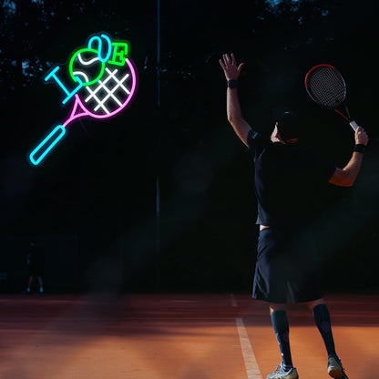 I Love Tennis Neon Sign Distinctive Tennis Led Neon Light for Wall Decor Dimmable USB Tennis Neon Signs Light Up Sign for Gymnasium Club Sports Store Bedroom Gifts(12.6 * 16.5In)