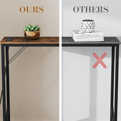 39.4" Console Table, Skinny Entryway Table with Fast-Charging Station, Narrow Long Sofa Table, Behind Slim Couch Table for Entrance, Hallway, Living Room Decor ST-BR100-1