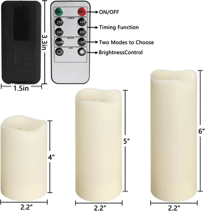 Set of 24 Flameless Led Battery Opeated (D2.2'' x H4''5''6'') Waterproof Outdoor Indoor Candles with 10-Key Remotes and Cycling 24 Hours Timer