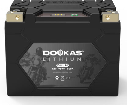 DKL30 800A LiFePO4 Motorcycle Lithium Battery, 12V 8Ah Powersports Battery, Compatible Jet Ski, Quad, Lawn Mower, Scooter, Generator Battery, Snowmobile