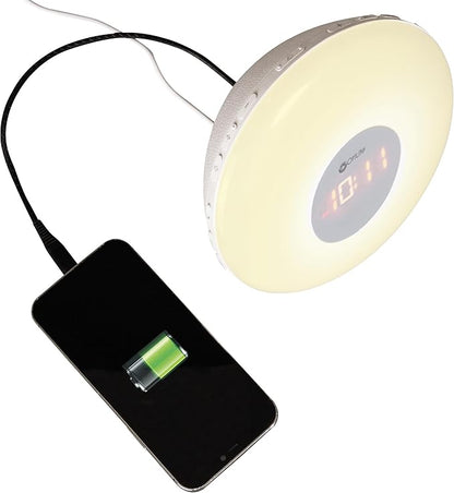 OttLite Wake Up Light with White Noise Sound Machine, Color Changing, Sunrise Simulation, 7 Wake Up Sounds, Snooze Function, Smart Alarm Clock for Heavy Sleepers, Sunlight Lamp with USB Charging Port