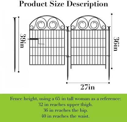 Tall Garden Fence Animal Barrier with Gate, 36 in(H) 8 Panels Garden Fences and Borders for Dogs, Dog Fence Outdoor for Yard, Total Length 17.5 Ft Metal Temporary Fencing│Patented