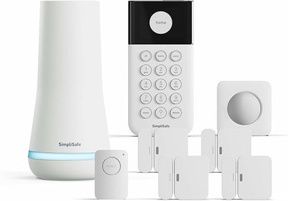 SimpliSafe 8 Piece Wireless Home Security System - Optional 24/7 Professional Monitoring - No Contract - Compatible with Alexa and Google Assistant , White