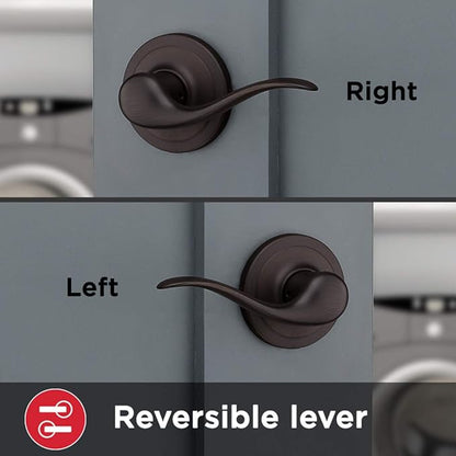 Kwikset Tustin Interior Passage Door Handle, Lever For Closet and Hallway Doors, Reversible Non-Locking Handle Lever, Venetian Bronze, with Microban Protection