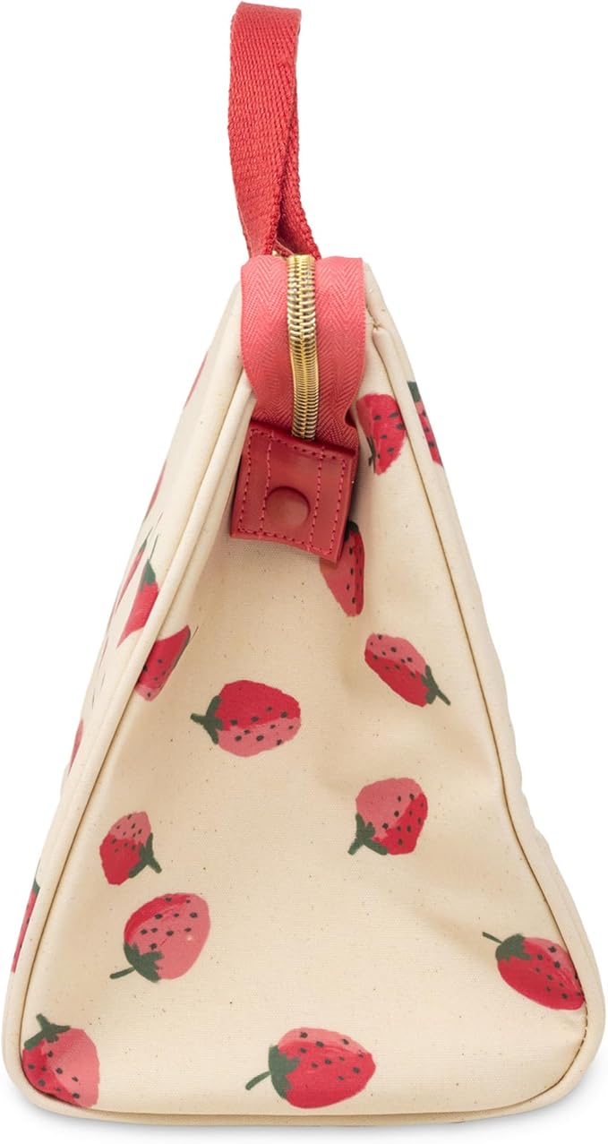 kate spade new york Cute Lunch Bag for Women, Large Capacity Lunch Tote, Adult Lunch Box with Silver Thermal Insulated Interior Lining and Storage Pocket (Strawberries)