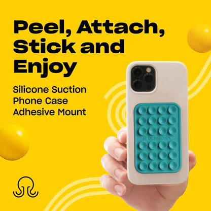 Classic - Silicone Suction Phone Case Adhesive Mount - Hands-Free, Strong Grip Holder for Selfies & Videos - iPhone & Android Compatible - 2.25″ x 3.25″, Turquoise