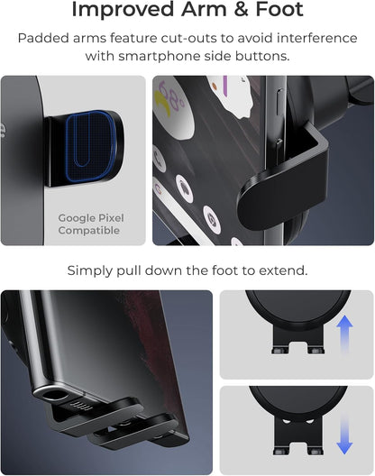 iOttie Auto Sense 2 Dash & Windshield Car Phone Holder with Qi Wireless Charging - Auto Clamping Phone Mount & Charger for Google Pixel, iPhone, Galaxy, Huawei, LG. Power Adapter Not Included.