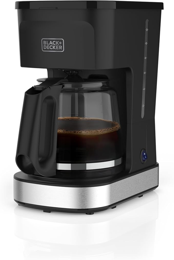 BLACK+DECKER CAFÉCRAFT 12-Cup Coffee Maker, One-Switch Drip Coffeemaker with Vortex Showerhead Technology, Sneak-A-Cup, Keep Warm Function, Stainless Steel