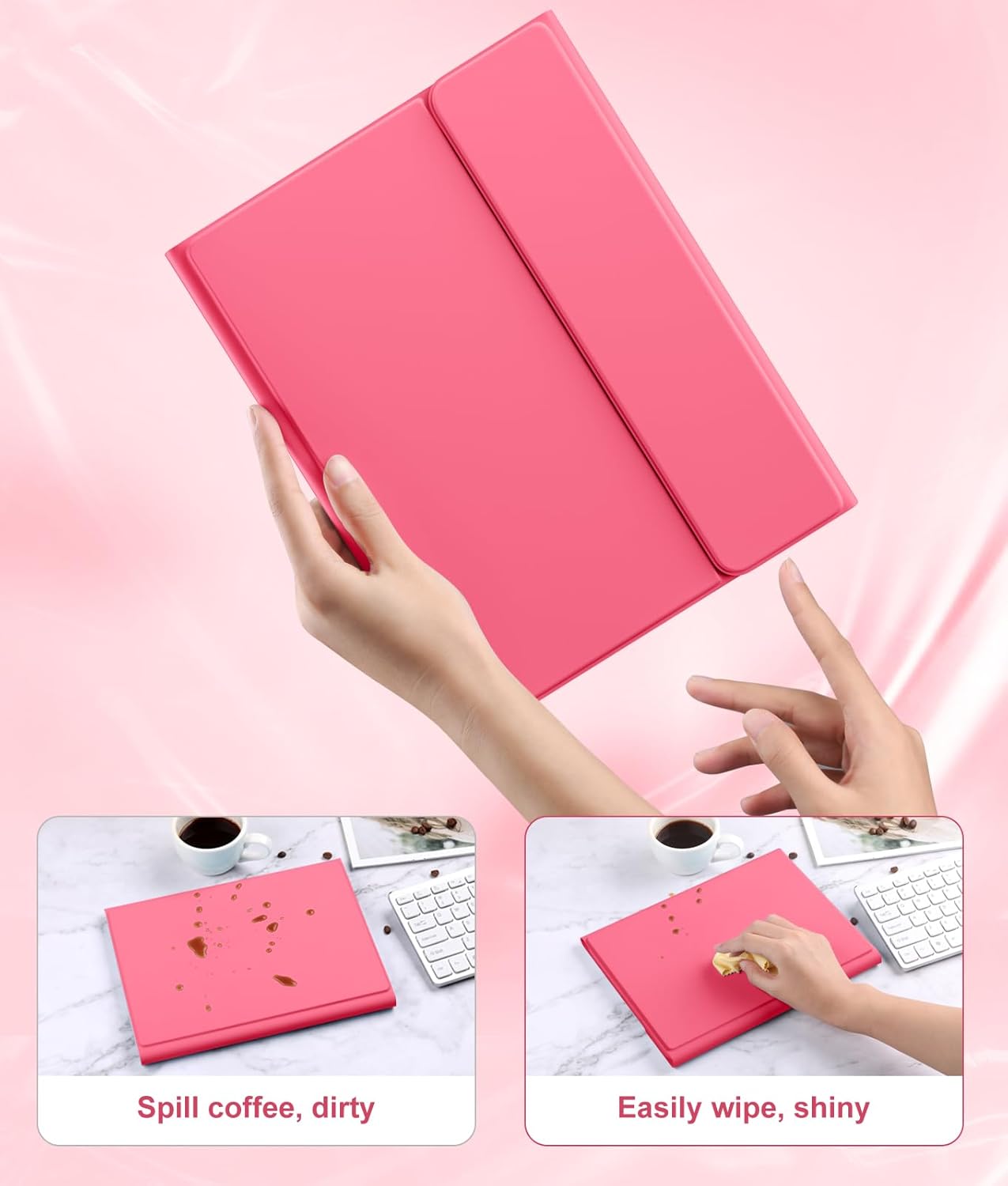 Compatible with iPad Air 11 Inch & Air 5th/ Air 4th Generation Case with Keyboard - Multi-Touch Trackpad, 7-Color Backlit, Detachable Folio Cover for Air 11-inch M3/M2 (2025/2024) (Pink)