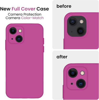 FireNova Designed for iPhone 13 Case, Silicone Upgraded [Camera Protection] Phone Case with [2 Screen Protectors], Soft Anti-Scratch Microfiber Lining Inside, 6.1 inch, Shocking Pink