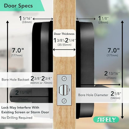 Fingerprint Smart Door Lock with Handle & Keypad – Built-in WiFi Remote Access, Keyless Entry for Front Door, Home & Airbnb, App Control, Compatible with Alexa & Google, Easy DIY Install