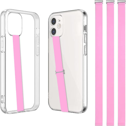TEAMOLA 3pcs Silicone Phone Grip Holder Strap for iPhone 15/15 Pro/16/16 Pro & Samsung Galaxy S24/S23 - Anti-Slip Finger Loop for Case, Universal Phone Loops for Back of Cell Phones(210, 3 Pink)