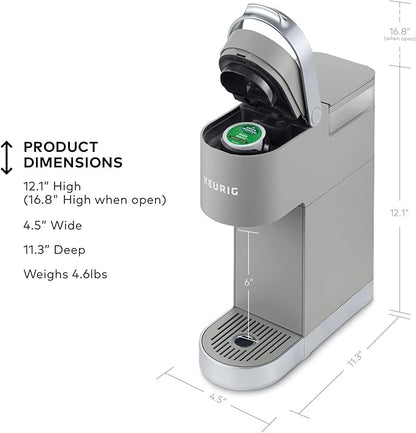 Keurig K-Mini Plus Single Serve Coffee Maker – Slim 5-Inch Design, 6–12oz Brew Size, Pod Storage & Cord Wrap – Gray (Renewed)