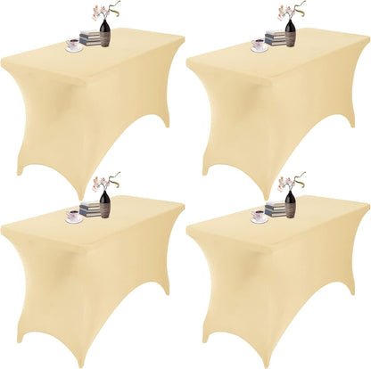 4Pack Spandex Waterproof Table Covers 4ft，Spandex 4ft Waterproof Table Cover for Party,Wedding, Banquet, and Events(Champagne)
