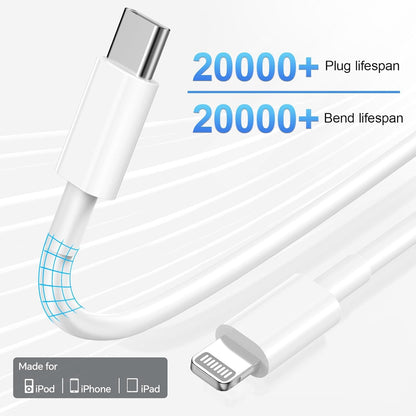 Compatible with iPhone 14 13 12 Charger, 20W Fast Charging Wall Charger, 10 FT USB ightning Cable,Phone Chargerr Cord for Phone 14/13/12/12 Pro Max/11/Xs Max/XR/X,AirPods Pro and More(Pueple/Blue/Red)