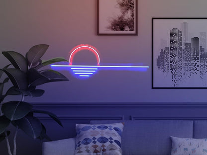 LED Decorative Lights USB Mountains Sunrise Sunset Led Neon Signs Home Decoration Wall Art Holiday Gift Brightness Adjustable 16.5''x9.5''