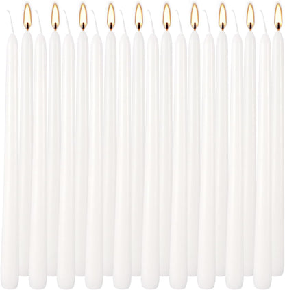 20 Pack White Taper Candles 12 Inch Tall 3/4 Inch Thick Burn 10 Hours