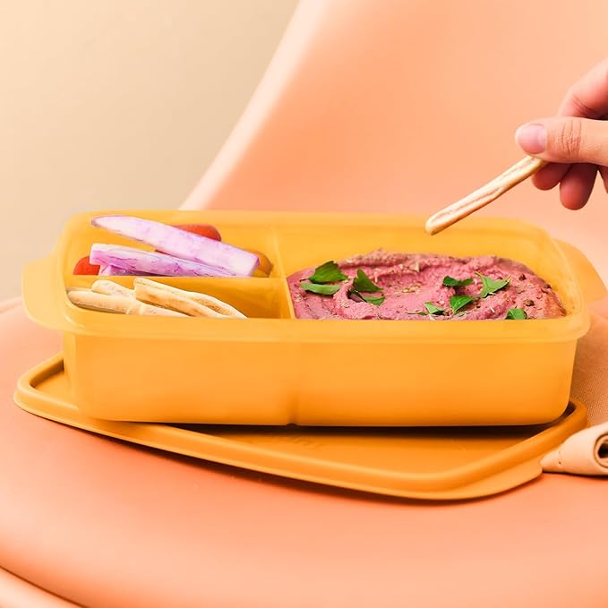 Tupperware Lunch-It Portion & Go Lunch Box Food Storage Container in Orange, Dishwasher Safe and BPA Free (4 Cups/1L)