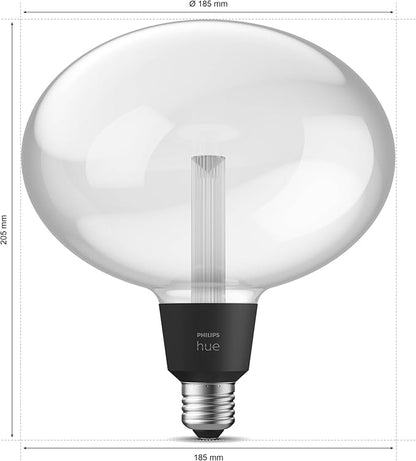 Philips Hue Lightguide Ellipse Smart LED Bulb – Handblown Glass - Color Changing Light - Compatible with Amazon Alexa, Apple HomeKit and Google Assistant - Bluetooth and Hue Bridge Compatible