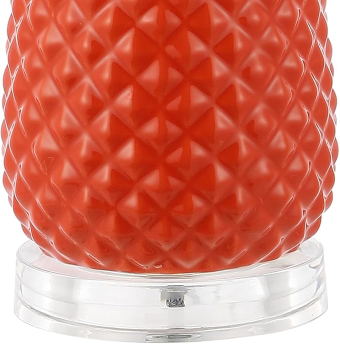 JONATHAN Y 23" Orange/Gold Pineapple Ceramic Table Lamp for Bedroom Decor, Modern Whimsical Bedside Nightstand Lamp with White Linen Drum Shade and LED Bulb (JYL4019E)