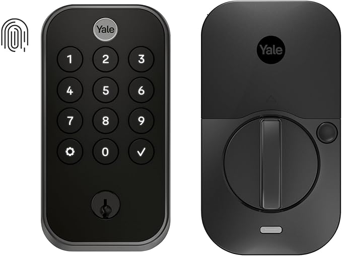 Yale Assure Lock 2 Touch Deadbolt, Black Suede Entry Door Lock with Touch Digital Keypad Keypad and Fingerprint Scanner and Back-Up Key, (No Wi-Fi), YRD410-F-BLE-BSP