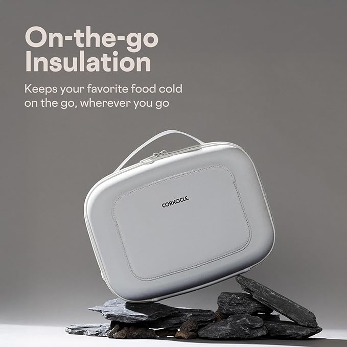 Corkcicle Lunchpod Insulated Lunch Bag - Crush-Proof Design - Food Safe Interior - Exterior & Interior Pockets - 11” x 8.75” x 4” - Summer Gift - Keeps Food Cold - River Rock Neoprene