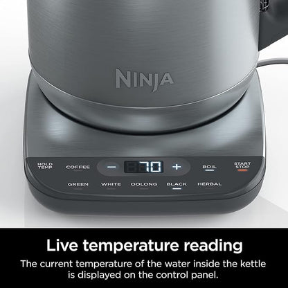 Ninja KT200 Precision Temperature Electric Kettle, 1500 watts, BPA Free, Stainless, 7-Cup Capacity, Hold Temp Setting, Silver