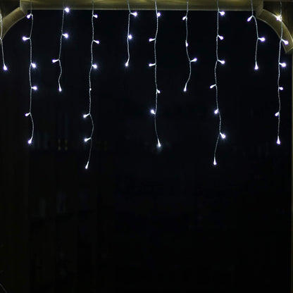 YASENN 300Led Icicle Style String Lights 29.5FT,Update Connectable 8 Lighting Modes with Timer Icicle Lights for Home Garden Outdoor Indoor Eave Decor (Cool White LED White Cable)