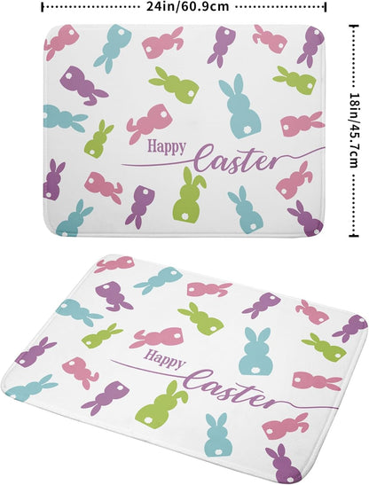 Easter Dish Drying Mat for Kitchen Counter Colorful Bunny Rabbit Festival Holiday Seasonal Absorbent Reversible Microfiber Kitchen Countertop Protector Dishes Pad Large 18x24 inch