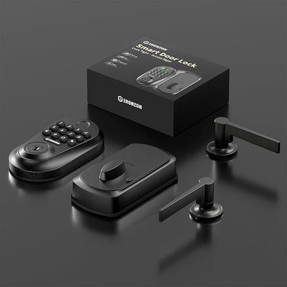 IRONZON Keyless Entry Door Lock Deadbolt with Handles Set Fingerprint Smart Door Lock with Keypad, Digital Auto-Locking Deadbolt, Electronic Entry Lock for Front Door Easy Installation