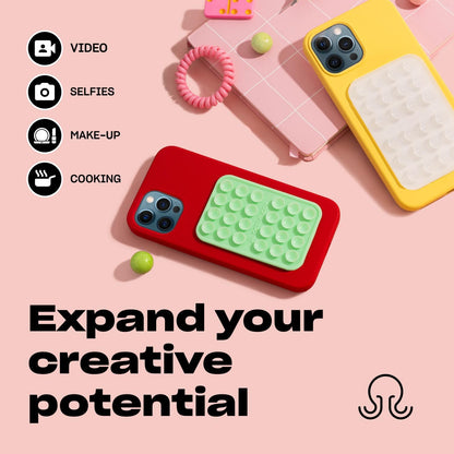 Classic - Silicone Suction Phone Case Adhesive Mount - Hands-Free, Strong Grip Holder for Selfies & Videos - iPhone & Android Compatible - 2.25″ x 3.25″, Marigold