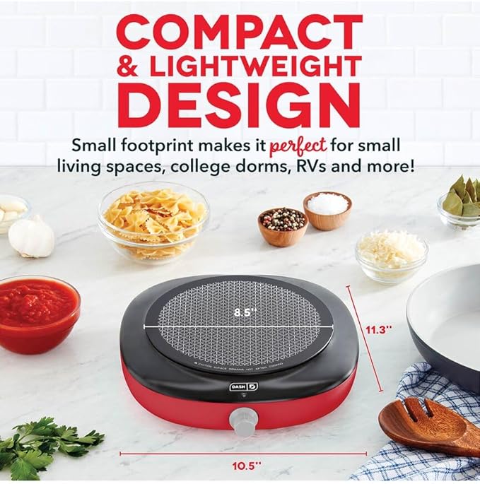 Dash Pyroceram Glass Burner - Designed for Multi-Function Cooking - Lightweight Device with Durable Pyroceram Glass - Quick Infrared Heating System & Five-Temperature Settings - Aqua