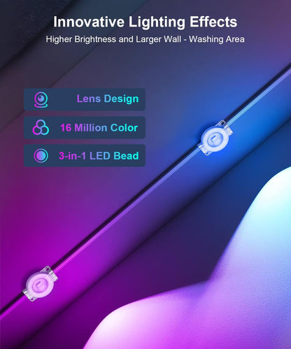 Fussion 200ft Permanent Outdoor Lights for House, 2025 Smart RGB LED Outside Lights with APP Remote Control, IP67 Waterproof Eternity Eaves Lighting for Christmas, Halloween, Holiday, Party, Daily